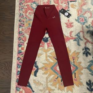 TLF Tempo Ribbed High Waisted Workout Leggings 2.0 Color: Deep Ruby